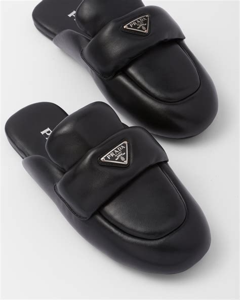 PRADA Soft padded nappa leather sabots .